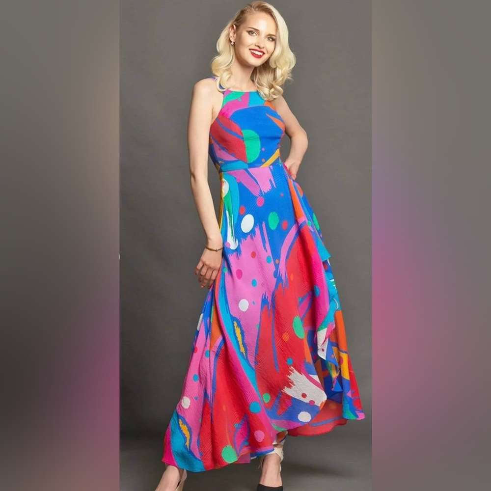 (NEW) Anthropologie Coconinno Jenine Maxi Dress - Miami Vibes - Picture 2 of 16